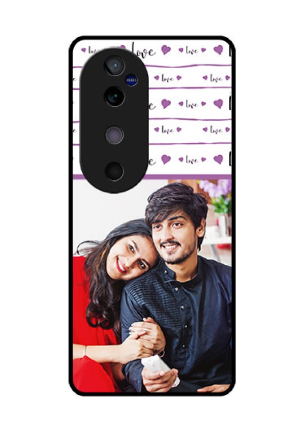 Vivo V40 5G Custom Glass Phone CaseCouples Heart Design