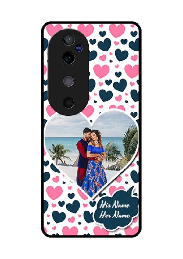 Vivo V40 5G Custom Glass Phone CasePink and Blue Heart Design