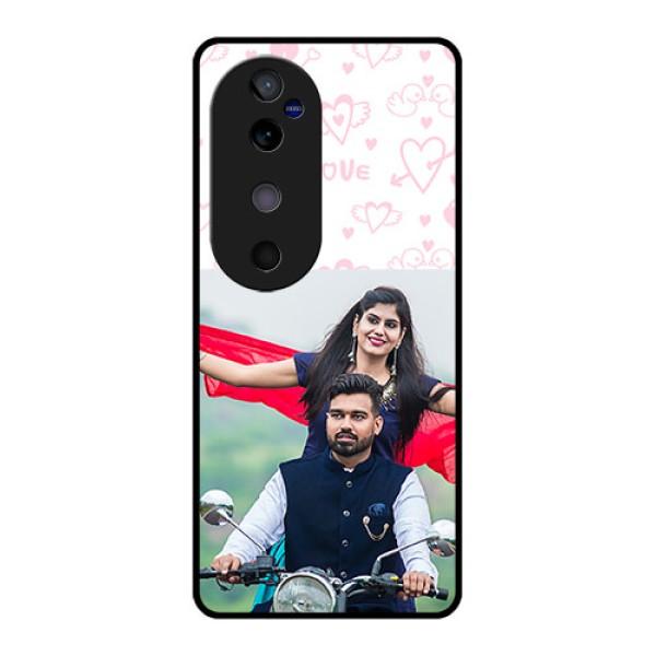 Vivo V40 5G Custom Glass Phone CasePink Flying Heart Design