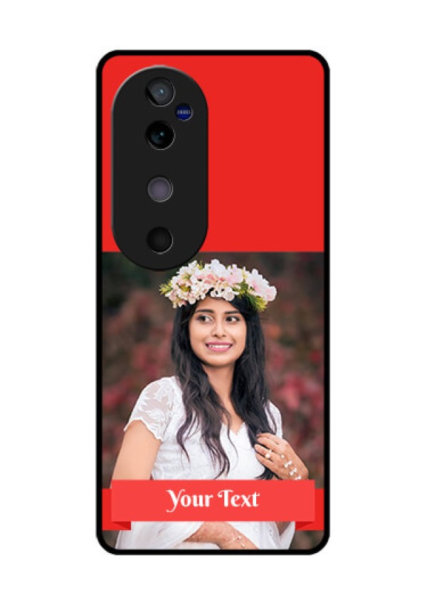 Vivo V40 5G Custom Glass Phone CaseSimple Red Color Design