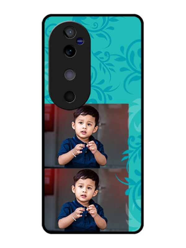 Custom Vivo V40 5G Custom Glass Phone CaseWith Photo And Green Floral Design