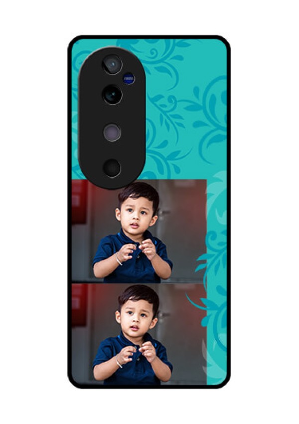 Vivo V40 5G Custom Glass Phone CaseWith Photo And Green Floral Design