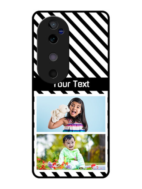 Custom Vivo V40 5G Custom Glass Phone CaseBlack And White Stripes Design