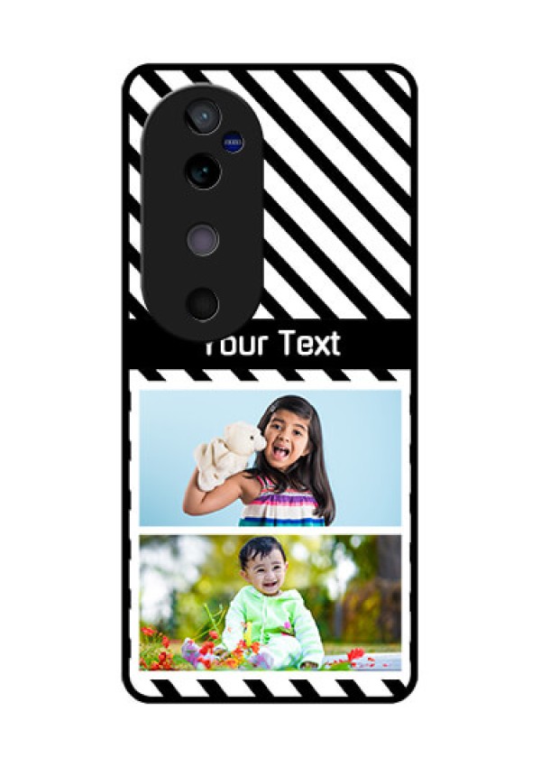 Vivo V40 5G Custom Glass Phone CaseBlack And White Stripes Design