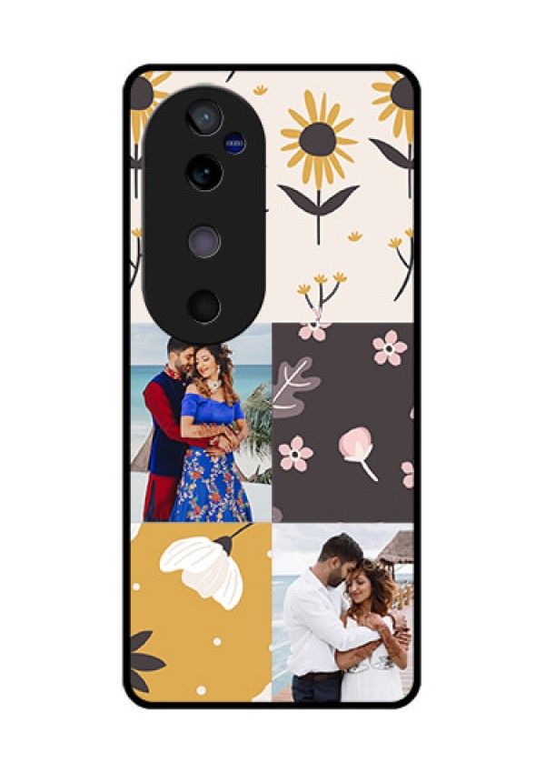 Vivo V40 5G Custom Glass Phone Case3 Images With Floral Design