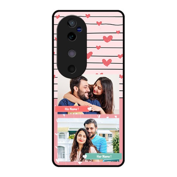 Vivo V40 5G Custom Glass Phone CasePhoto With Heart Design
