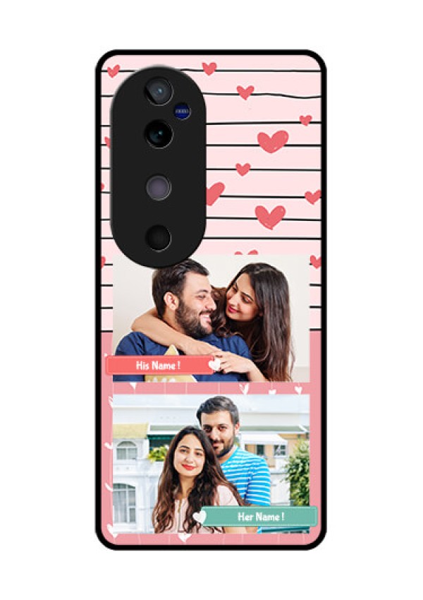Vivo V40 5G Custom Glass Phone CasePhoto With Heart Design