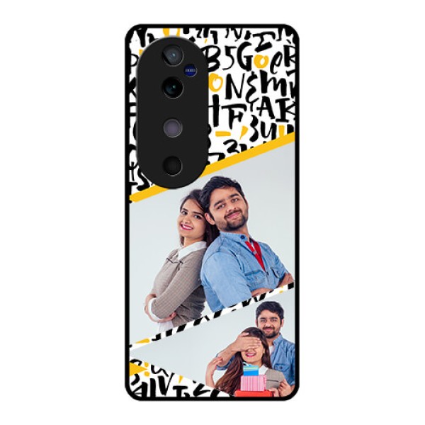 Vivo V40 5G Custom Glass Phone CaseLetters Pattern Design