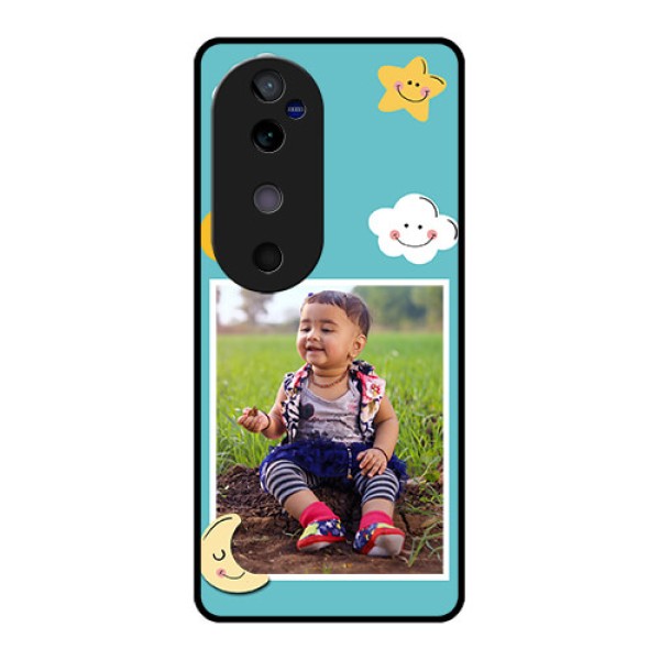 Vivo V40 5G Custom Glass Phone CaseSmiley Kids Stars Design