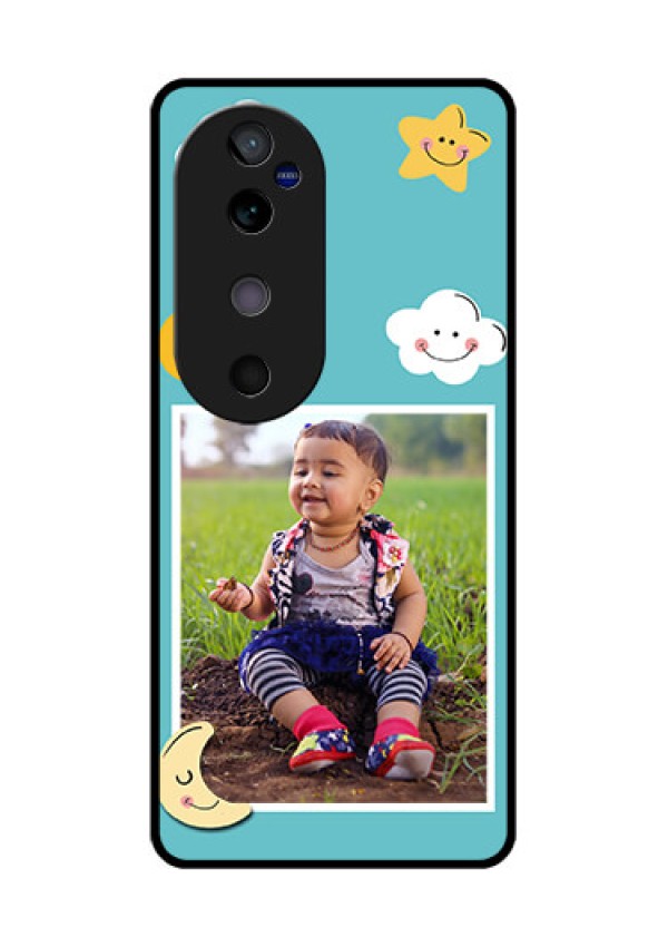 Vivo V40 5G Custom Glass Phone CaseSmiley Kids Stars Design