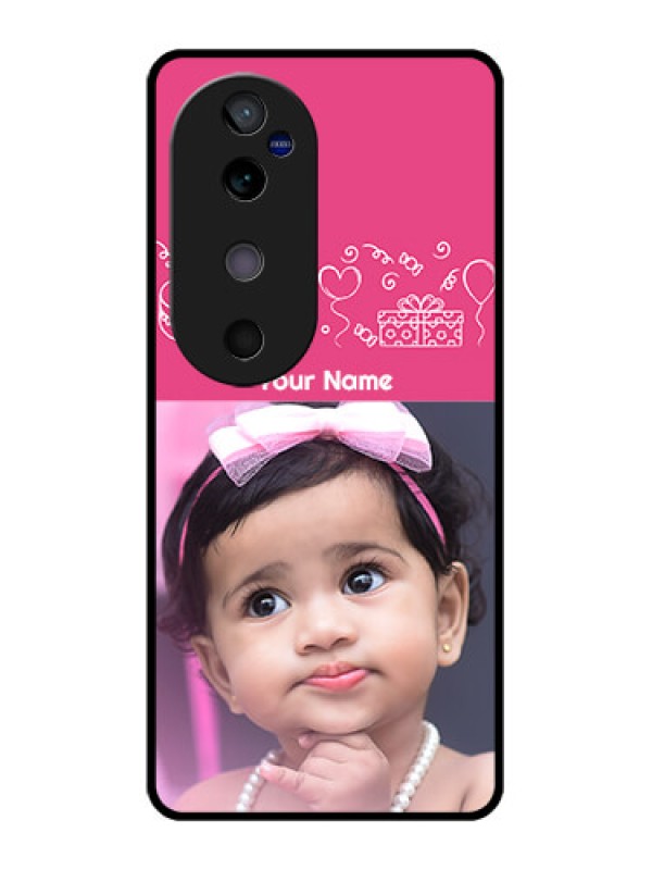 Custom Vivo V40 5G Custom Glass Phone CaseWith Birthday Line Art Design