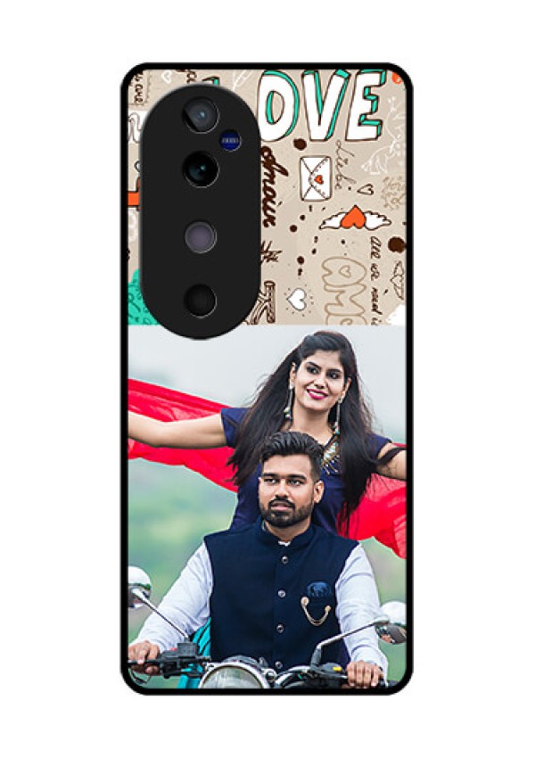 Vivo V40 5G Custom Glass Phone CaseLove Doodle Pattern