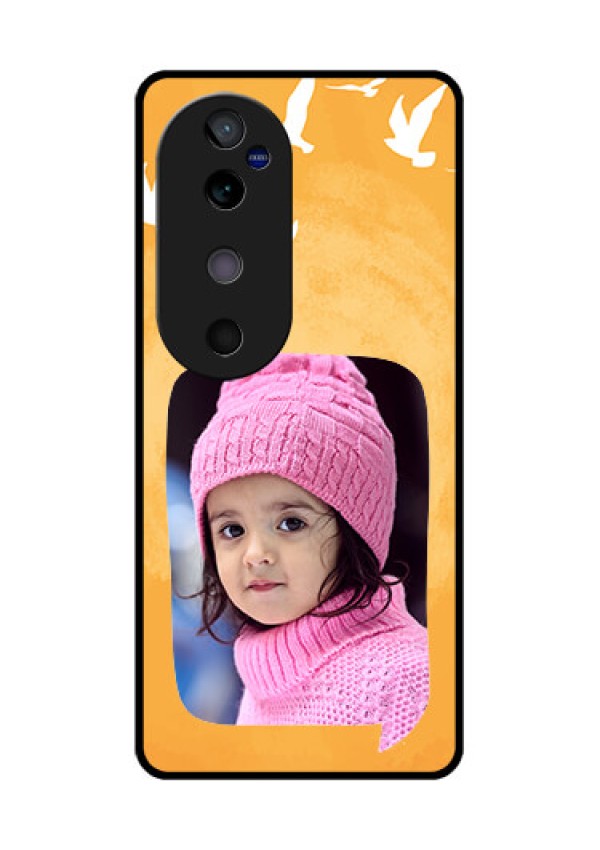 Vivo V40 5G Custom Glass Phone CaseWater Color Design With Bird Icons