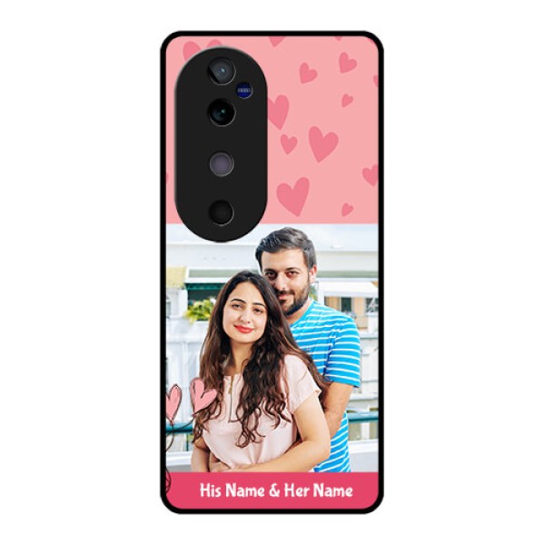 Vivo V40 5G Custom Glass Phone CaseLove Design Peach Color