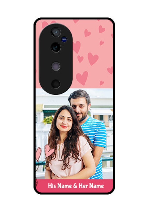 Vivo V40 5G Custom Glass Phone CaseLove Design Peach Color