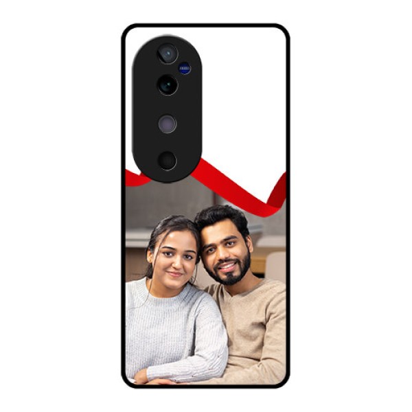 Vivo V40 5G Custom Glass Phone CaseRed Ribbon Frame Design