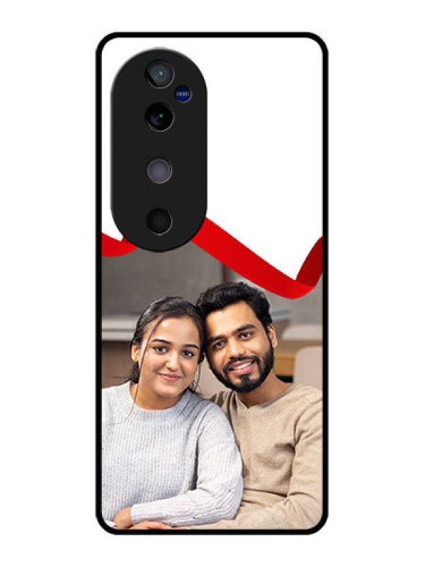 Custom Vivo V40 5G Custom Glass Phone CaseRed Ribbon Frame Design