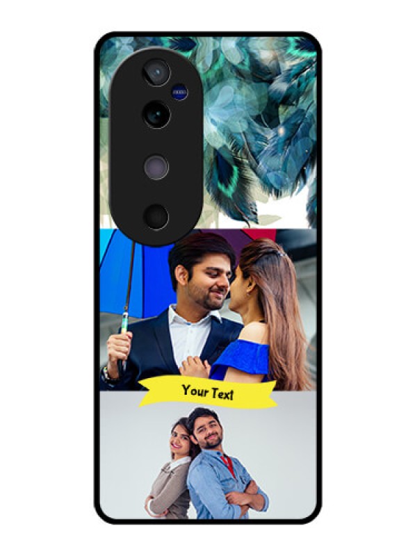 Custom Vivo V40 5G Custom Glass Phone CaseImage With Boho Peacock Feather Design