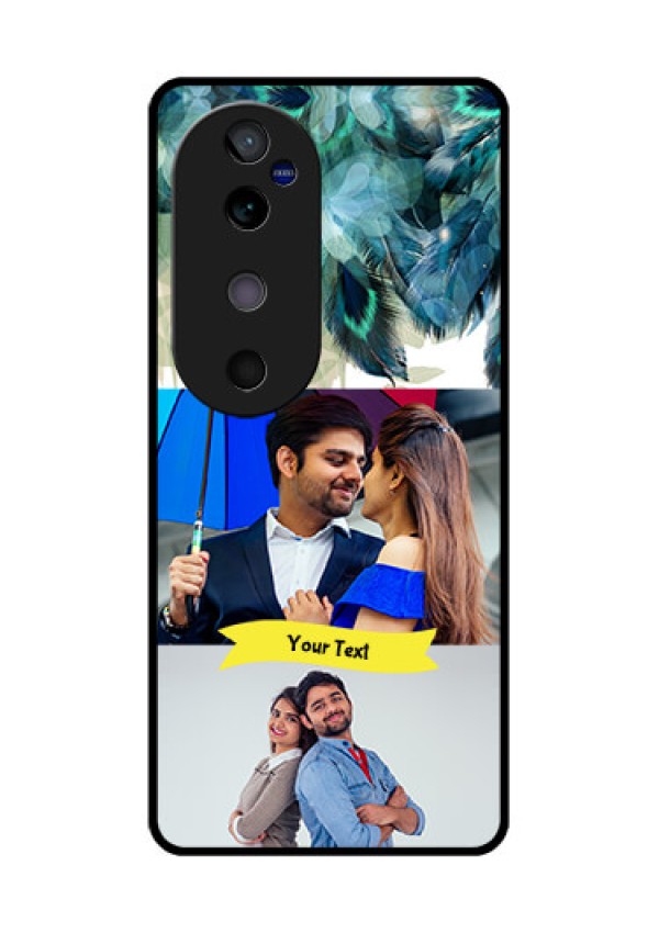 Vivo V40 5G Custom Glass Phone CaseImage With Boho Peacock Feather Design