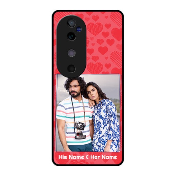 Vivo V40 5G Custom Glass Phone CaseWith Red Heart Symbols Design Vivo V40 5G Custom Glass Phone CaseWith Red Heart Symbols Design