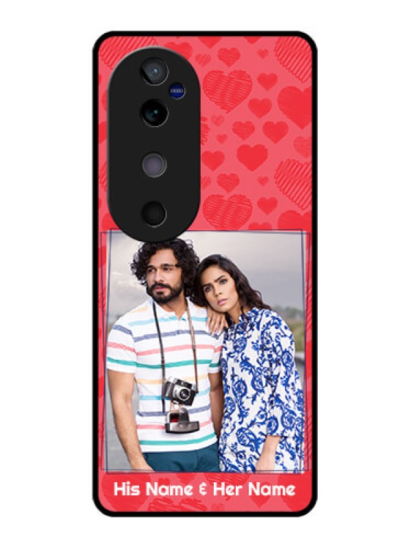 Custom Vivo V40 5G Custom Glass Phone CaseWith Red Heart Symbols Design