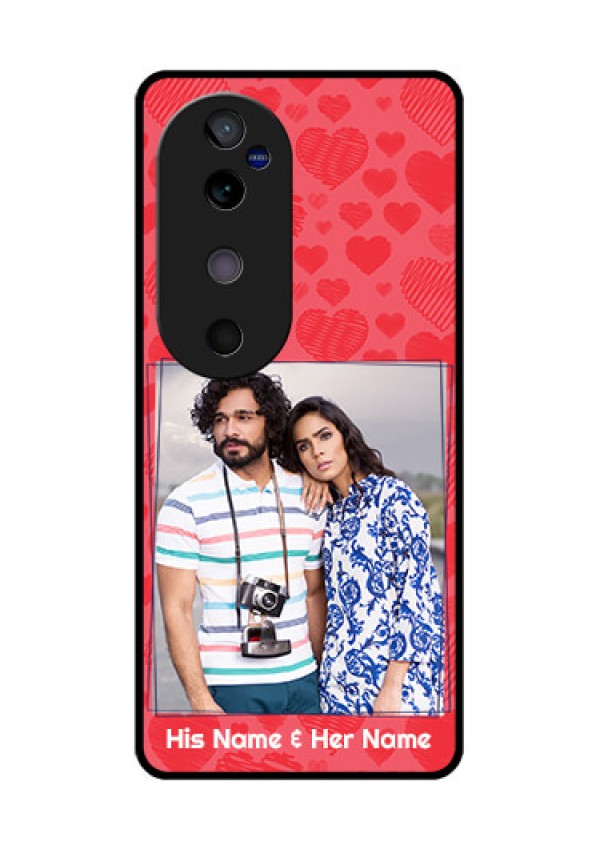 Vivo V40 5G Custom Glass Phone CaseWith Red Heart Symbols Design
