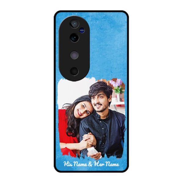 Vivo V40 5G Custom Glass Phone Case - Blue Color Vintage Design