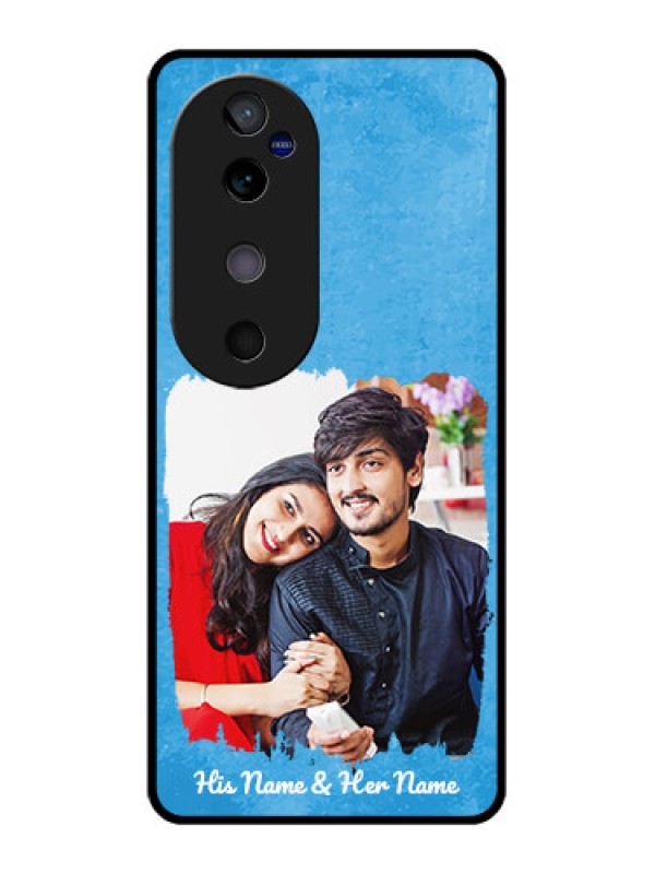 Custom Vivo V40 5G Custom Glass Phone Case - Blue Color Vintage Design