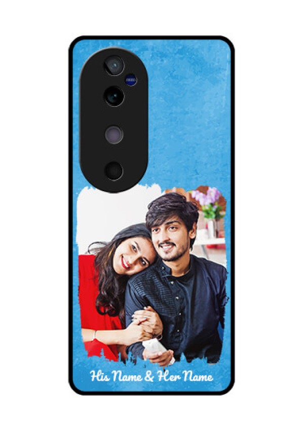 Vivo V40 5G Custom Glass Phone Case - Blue Color Vintage Design