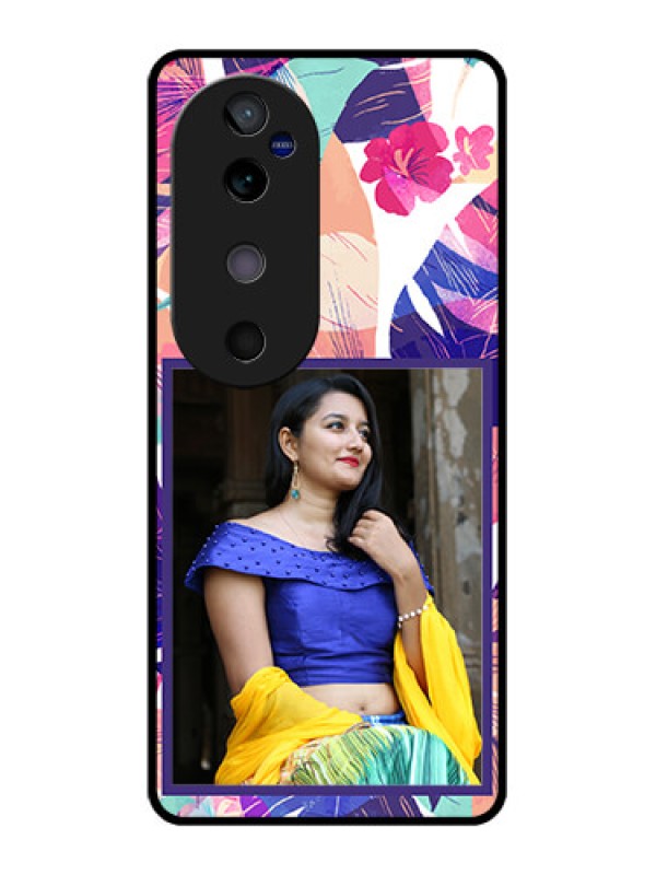 Custom Vivo V40 5G Custom Glass Phone CaseAbstract Floral Design