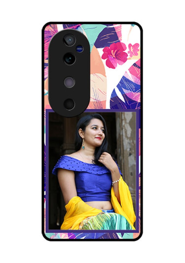 Vivo V40 5G Custom Glass Phone CaseAbstract Floral Design