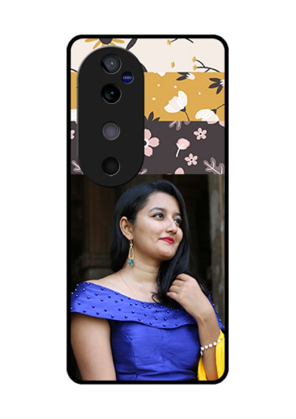 Vivo V40 5G Custom Glass Phone CaseStylish Floral Design