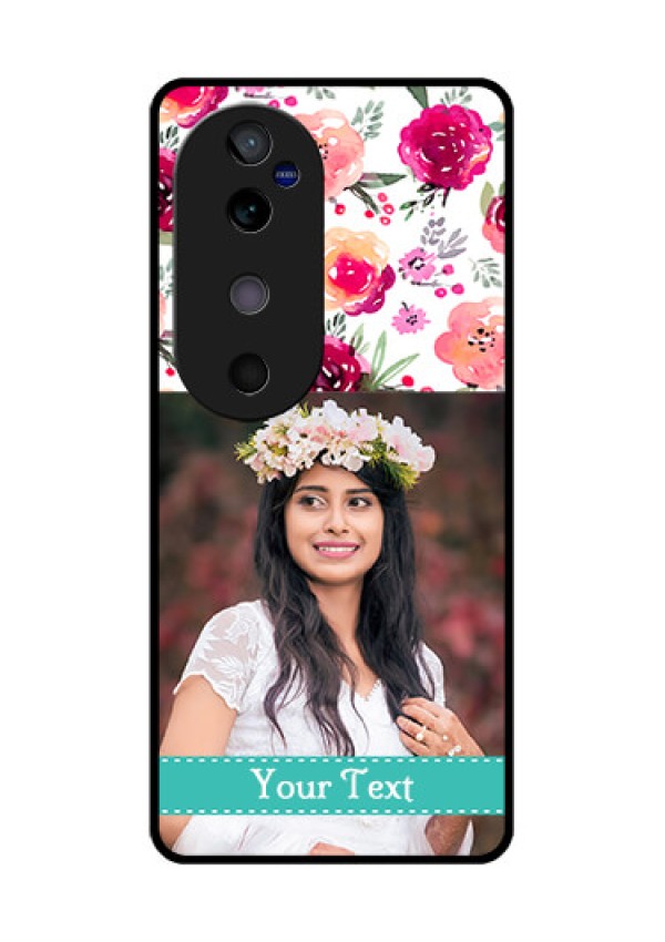 Vivo V40 5G Custom Glass Phone CaseWater Colors Floral Design