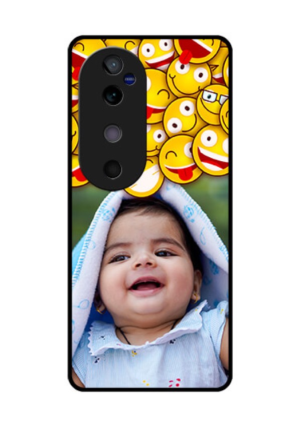 Vivo V40 5G Custom Glass Phone CaseWith Smiley Emoji Design