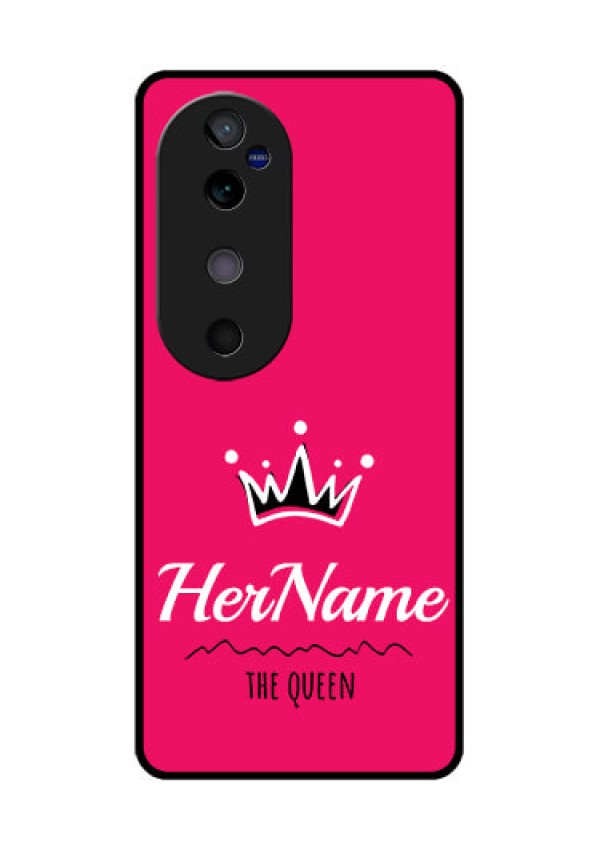 Vivo V40 5G Custom Glass Phone CaseQueen With Name Design