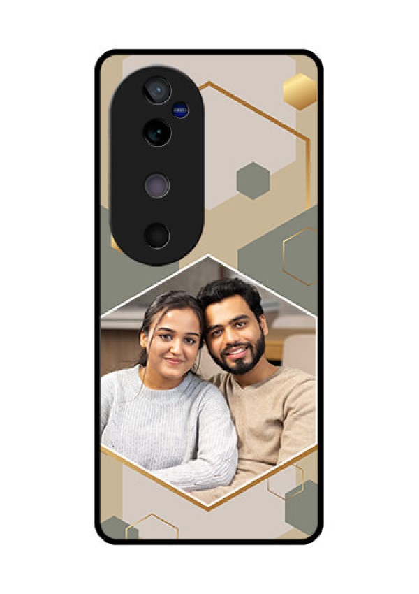 Vivo V40 5G Custom Glass Phone CaseStylish Hexagon Pattern Design