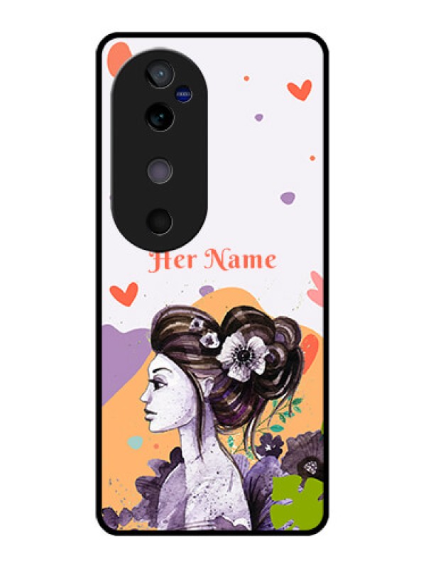 Custom Vivo V40 5G Custom Glass Phone CaseWoman And Nature Design