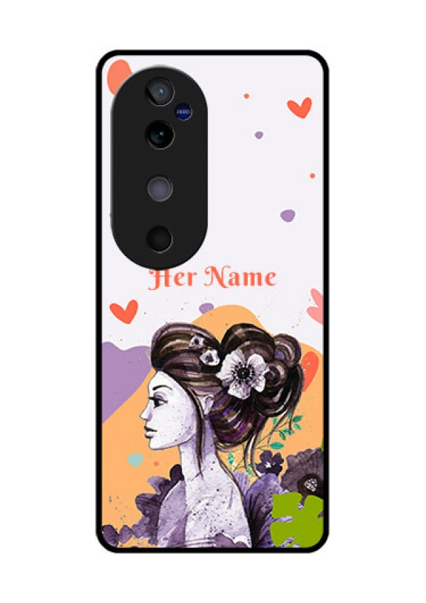 Vivo V40 5G Custom Glass Phone CaseWoman And Nature Design