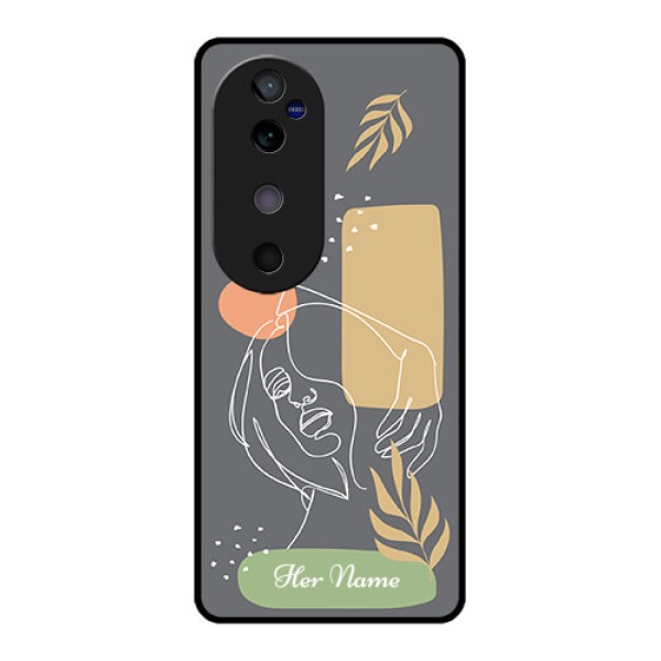 Vivo V40 5G Custom Glass Phone CaseGazing Woman Line Art Design
