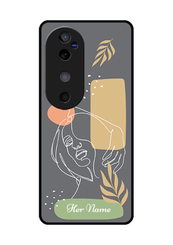 Vivo V40 5G Custom Glass Phone CaseGazing Woman Line Art Design