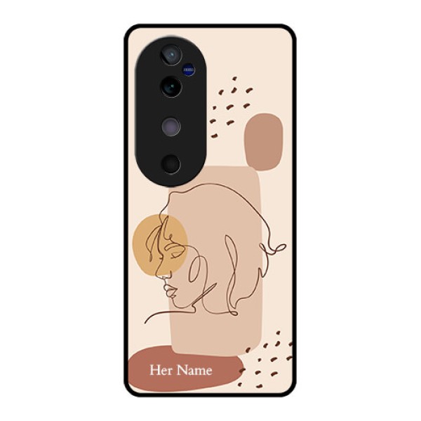 Vivo V40 5G Custom Glass Phone CaseCalm Woman Line Art Design