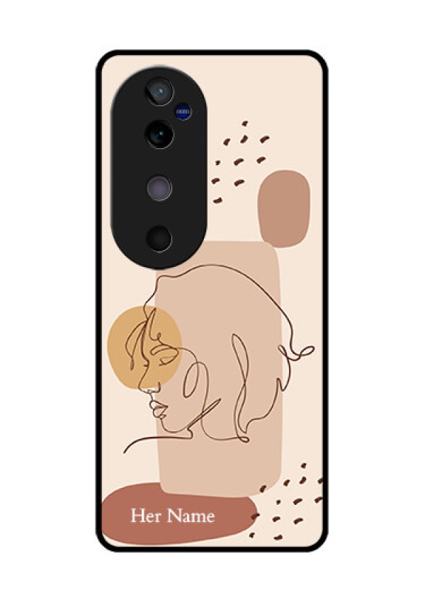Vivo V40 5G Custom Glass Phone CaseCalm Woman Line Art Design