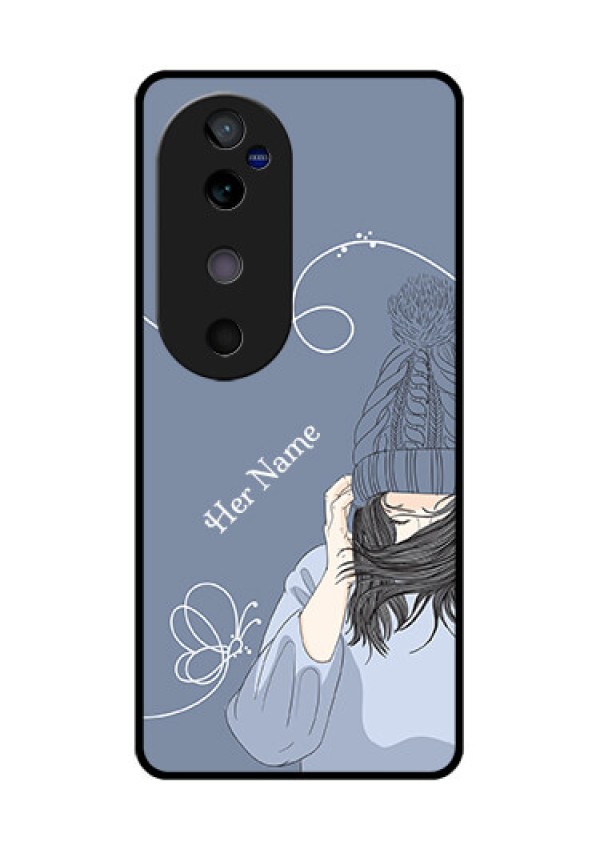Vivo V40 5G Custom Glass Phone CaseGirl In Winter Outfit Design