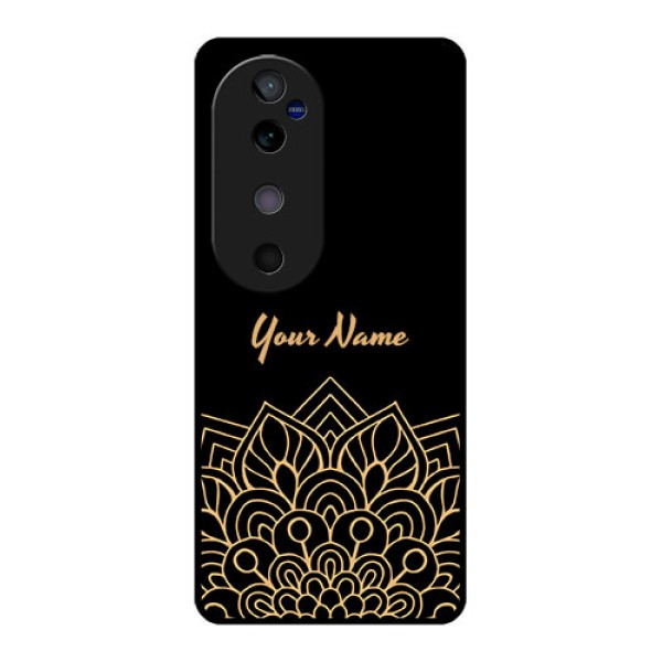 Vivo V40 5G Custom Glass Phone CaseGolden Mandala Design