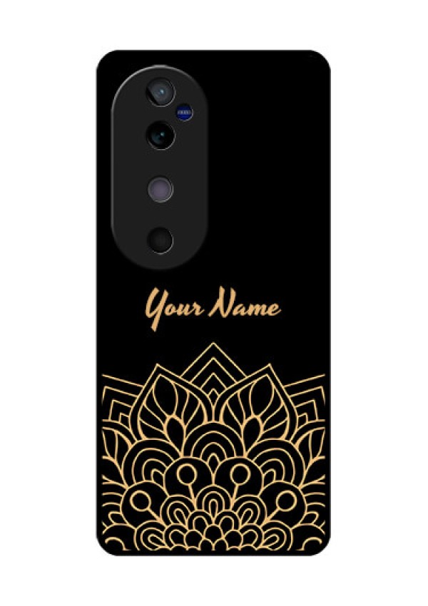 Vivo V40 5G Custom Glass Phone CaseGolden Mandala Design