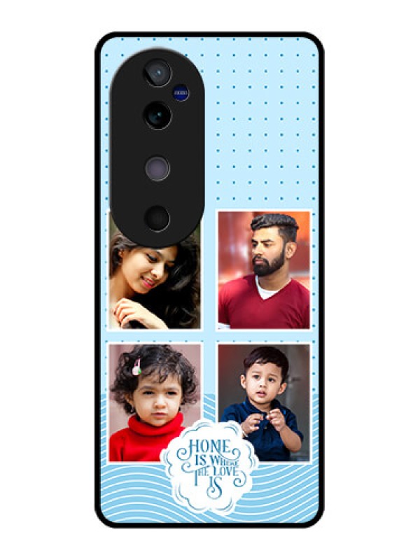 Custom Vivo V40 5G Custom Glass Phone CaseCute Love Quote With 4 Pic Upload Design