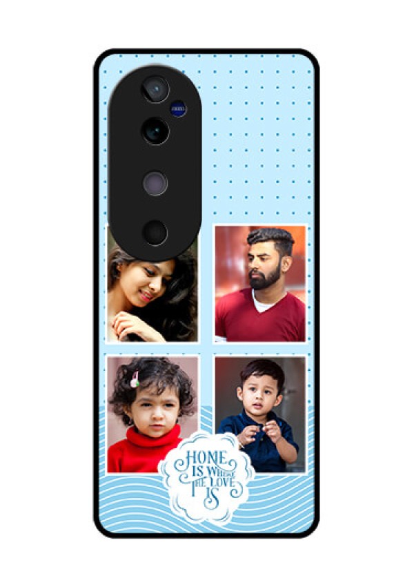 Vivo V40 5G Custom Glass Phone CaseCute Love Quote With 4 Pic Upload Design