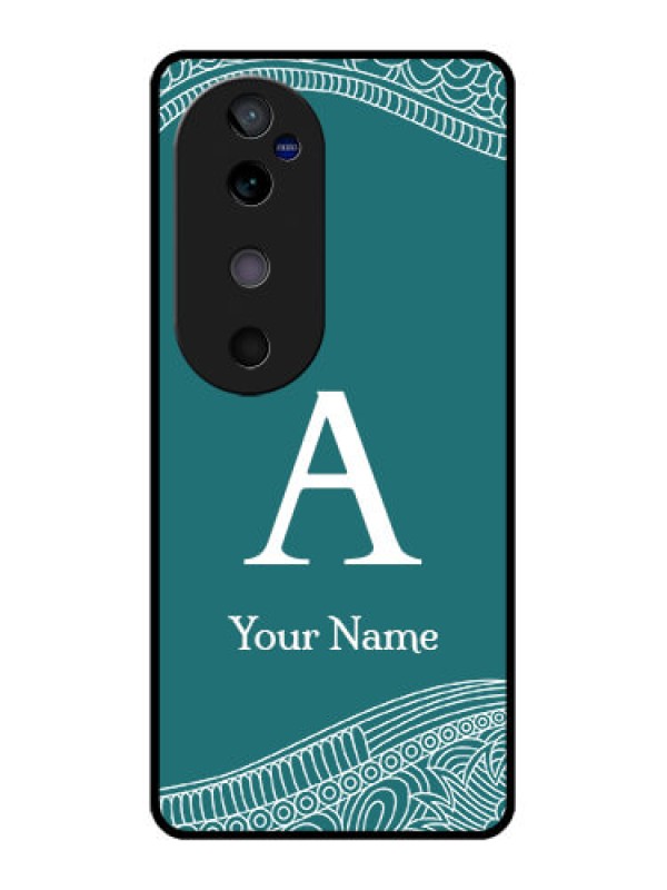 Custom Vivo V40 5G Custom Glass Phone CaseLine Art Pattern With Custom Name Design