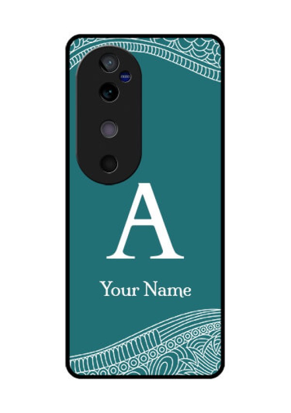 Vivo V40 5G Custom Glass Phone CaseLine Art Pattern With Custom Name Design