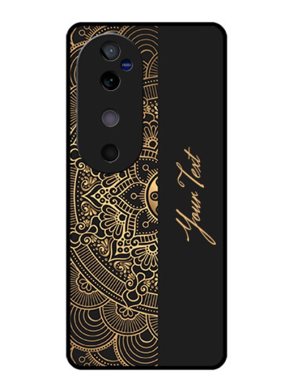 Custom Vivo V40 5G Custom Glass Phone CaseMandala Art With Custom Text Design